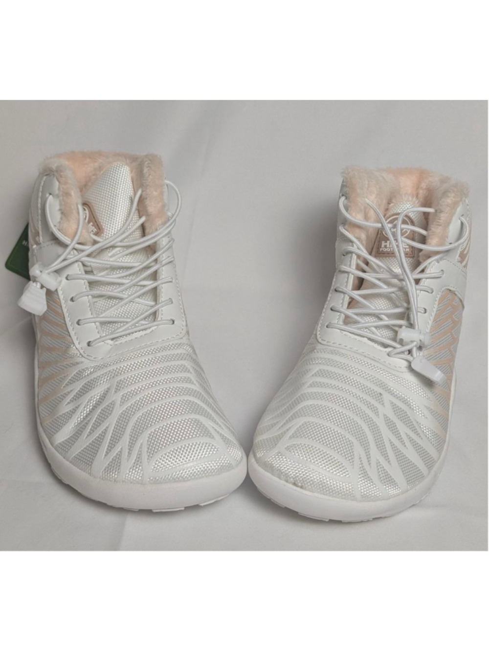 HIKE Footwear White Pink Fur Winter Sneakers Womens